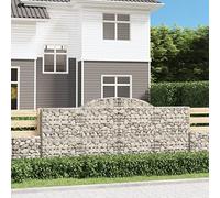 Arched Gabion Baskets 5 pcs, 300x30x120/140 cm Galvanised Iron, Durable Garden Retaining Wall for Outdoor Landscaping and Wind Protection