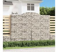 Arched Gabion Baskets 5 pcs, 300x50x220/240 cm Galvanised Iron, Outdoor Garden Planters for Retaining Walls, Durable Stone Cage