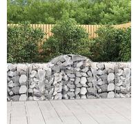 Arched Gabion Baskets 5 pcs, Galvanised Iron, Silver, 200 x 50 x 80/100 cm