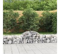 Arched Gabion Baskets, 5 Pcs Galvanised Iron Wire 200x50x40/60 cm, Sturdy Retaining Wall Gabion Cages for Landscaping, Raised Garden Beds, Outdoor Decor