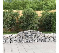 Arched Gabion Baskets, 7 Piece Galvanised Iron Stone Cage for Outdoor Garden Retaining Walls, 300x50x40/60 cm Decorative Landscape Planter