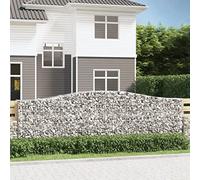 Arched Gabion Baskets 8-Piece Set, 400x50x120/140 cm, Galvanised Iron, Sturdy Stone Cage for Garden Retaining Walls