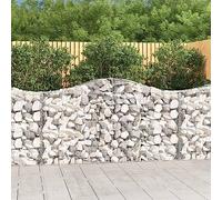 Arched Gabion Baskets, 9 Pcs 200x30x100/120 cm, Galvanised Iron Stone Cage for Retaining Walls, Durable Raised Garden Bed Planter, Outdoor Decorative Barrier