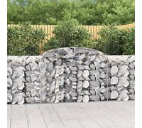 Arched Gabion Baskets, Galvanised Iron, Garden Barrier, Silver, 12 pcs, 453.6kg