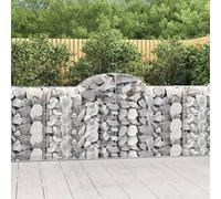 Arched Gabion Baskets, Galvanised Iron, Garden Barrier, Silver, 6 pcs, 150kg