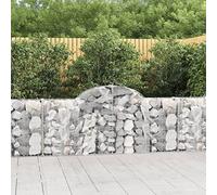 Arched Gabion Baskets with Galvanised Iron, Garden Barrier, Silver, 4 pcs, 71.6kg