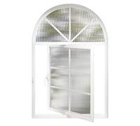 Arched House Window - 360° Rotatable Flush Mount Window with Handles | Metal Sash Sliding Replacement for Bathroom & Kitchen(White-B)