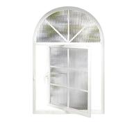 Arched House Window - 360° Rotatable Flush Mount with Handles - Metal Sash Sliding Replacement for Bathroom & Kitchen(White-a,60 * 100CM)