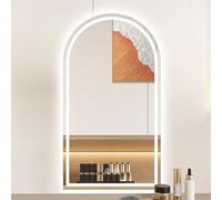 Arched Illuminated Mirror, Bathroom Mirror With LED Light, 40x70cm, 50x80cm, 50x90cm, 60x90cm, Wall Mounted Makeup Mirror, Touch Switch, 3 Color Dimmable, Anti-fogging ( Color : 3 colors+anti-fog , Si