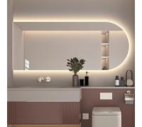 Arched LED Wall Mounted Vanity Mirror 40x70cm/15.7x27.6in Dimmable & Anti-Fog Bathroom Mirror with Touch Control IP44 Waterproof for Stylish Lighting