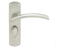 Arched Lever on Bathroom Backpalte Door Handle - 170 x 42mm - Satin Chrome | Lever on Backplate Door Handle - Internal Door Hardware - Lock, Euro, Oval and Latch Options Available