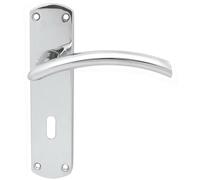 Arched Lever on Lock Backplate Door Handle - 170 x 42mm - Polished Chrome | Lever on Backplate Door Handle - Internal Door Hardware - Lock, Euro, Oval and Latch Options Available