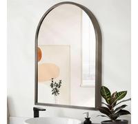 Arched Metal Framed Wall Mirror, Large 26"x18" Aluminum Alloy Bathroom Mirror for Wall, for Bedroom, Entryway, Living Room Vanity Coffee