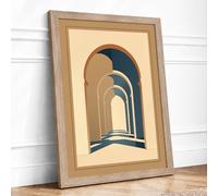 Arched Perspective Art Deco Framed Wall Art Print A2 (59.4×42cm) Oak, Wall Decor for Living Room, Bedroom, Office & Home, Ready to Hang, Art Gift