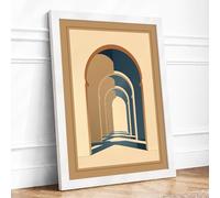 Arched Perspective Art Deco Framed Wall Art Print A2 White Frame