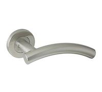 Arched T Bar Lever On Rose, Satin Stainless Steel