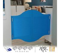 Arched Top Blue Swinging Cafe Door39 Louvered Wood Interior Door for Bar & Kitchen DecorStylish Double HalfWaist Design (W100xH100cm)