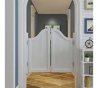 Arched Top Retro Cafe Saloon Doors, Solid Wood Swinging Doors for Restaurant Bar Shop Kitchen Bathroom, Double Half-Waist Door Hinges Included NO.1247(White,W 140cm (55 1/8"))