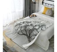 Arched Tree Throw Blanket, Abstract Plants Leaves Fleece Blanket for Bed Sofa Couch, Queen Super Soft Fluffy Flannel Blankets and Throws