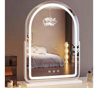 Arched Vanity Mirror with Lights 3-Color Dimmable Desk Mirror Touch Screen for Bedroom, Vanity Desk, Tabletop, Dressing Room(White,50 * 70cm/20 * 28in)