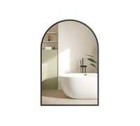 Arched wall mirror with aluminium frame and safety film, Ink Black