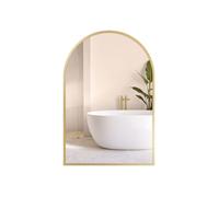 Arched wall mirror with aluminium frame and safety film, Pale Gold