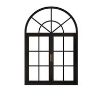 Arched Window Frame Decorative Wall Like Casement, French Arched Window for Dining Kitchen Cafe Flower Shop (Black, 58.5x58.5in)