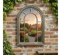 Arched Window Wall Mirror Black-Gold Frame 70x50Cm