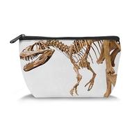 Archeology Museum Theme,Travel Makeup Bag Cosmetic Bag,Dinosaur Skeleton,Organizer Storage Toiletry Bag for Women,Brown White(Trapezoid)
