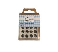ARCHER 7mm Snap Fasteners 12pcs, Silver, 10 x 6 x 1 cm