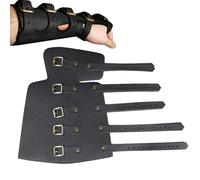 Archer Bracers, Leather Wrist Splint Steampunk Gloves for Men, Hunting, Shooting, Cosplay, Adjustable Hand Costume (Black/)