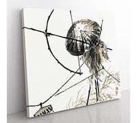 Archer by Kono Bairei Asian Japanese Canvas Wall Art Print Ready to Hang, Framed Picture for Living Room Bedroom Home Office Décor, 35x35 cm (14x14 Inch)