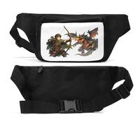 Archer Facing Fiery Dragon Battle Unisex Waist Bag Black