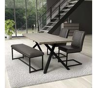 Archer Leather Effect Grey Bench Grey