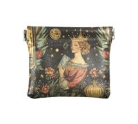 Archer Tarot PU Leather Small Coin Waterproof Card Key Organizer for Girls Ladies Handbag, Regal Queen Ornate Decor, One Size, Modern