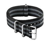 Archer Watch Straps - Classic Nylon NATO Watch Bands (Black/Gray, 24mm)