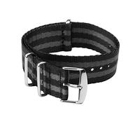Archer Watch Straps - Seat Belt Nylon NATO Watch Bands (Black/Gray, Stainless, 20mm)