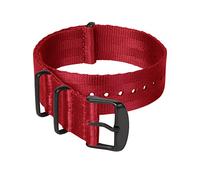 Archer Watch Straps - Seat Belt Nylon NATO Watch Bands (Red, Matte Black, 18mm)