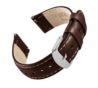 Archer Watch Straps - Top Grain Leather Quick Release Watch Straps (Dark Chestnut/Natural White Thread, 20mm)