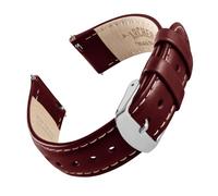 Archer Watch Straps - Top Grain Leather Quick Release Watch Straps (Mahogany/Natural White Thread, 18mm)