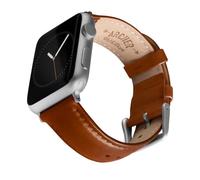 Archer Watch Straps - Top Grain Leather Straps for Apple Watch (Cognac/Matched Thread, Matte Silver Hardware, 44/45/46/49mm)