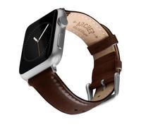 Archer Watch Straps - Top Grain Leather Straps for Apple Watch (Dark Chestnut/Matched Thread, Matte Silver Hardware, 40/41/42mm)