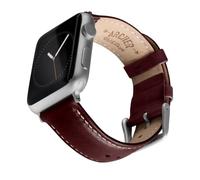 Archer Watch Straps - Top Grain Leather Straps for Apple Watch (Mahogany/Natural White Thread, Matte Silver Hardware, 44/45/46/49mm)