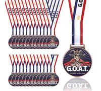 Archerest 24Pcs Goat Medal with Neck Ribbons, 2 Inch Greatest of All Time Medals Bulk, G.O.A.T. 3D Pendant Award for Sports Winner Team Tournament & Championship MVP Collections