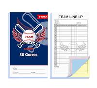 Archerest 30 Baseball Lineup Cards with 4-Part Carbonless Copies, 4.53 x 7.87 Inch 16 Player Roster Sheets for Games, Softball Line up Coaching Accessories for Coaches and Umpires