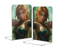 Archers Game Anime Girl Green Decorative Book Ends for Shelves Non Skid Bookend Supports for Heavy Duty Books book separator shelf 2 Pcs