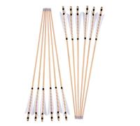 Archery 32" Wooden Arrows English Longbow Arrows Practice Targeting Arrows with Turkey Feathers Fletching Bullet Points for Traditional Recurve Bow Longbow Hunting Arrow 12pcs