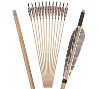 Archery 6/12Pcs 5 inch Teardrop Shape Turkey Feather bamboo Arrow Bamboo Arrows with A Shaft Diameter of 8 mm Hunting Target Practice Arrow (arrow, 6)