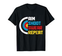 Archery Aim Shoot Swear Repeat Funny Bow Hunting Archer T-Shirt