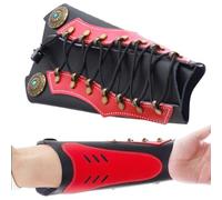 Archery Arm Guard Leather Bow Sleeve Forearm Guard Traditional Protective Armguard Bow Shooting Hand Guard Gear for Adult Youth Men Women Hunting Practice(Red)